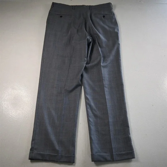 Jos A Bank 43L 36x34 Light Blue Glenn Check 100% Wool Gordon Mens Suit